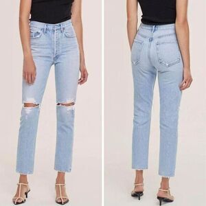 NEW Agolde Riley High Rise Straight Crop jeans in Clear Skies, size 29‎